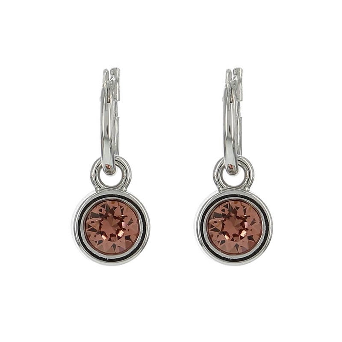 Biba Hang Oorbellen met Swarovski Steentje Blush Rose