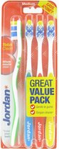 Jordan - Total Clean Tandenborstels Medium - 4 stuks