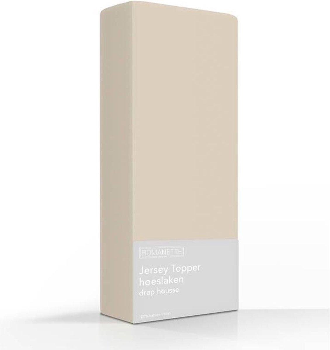 Romanette zachte jersey topper hoeslaken lits-jumeaux (160/180x200/210/220) - zand