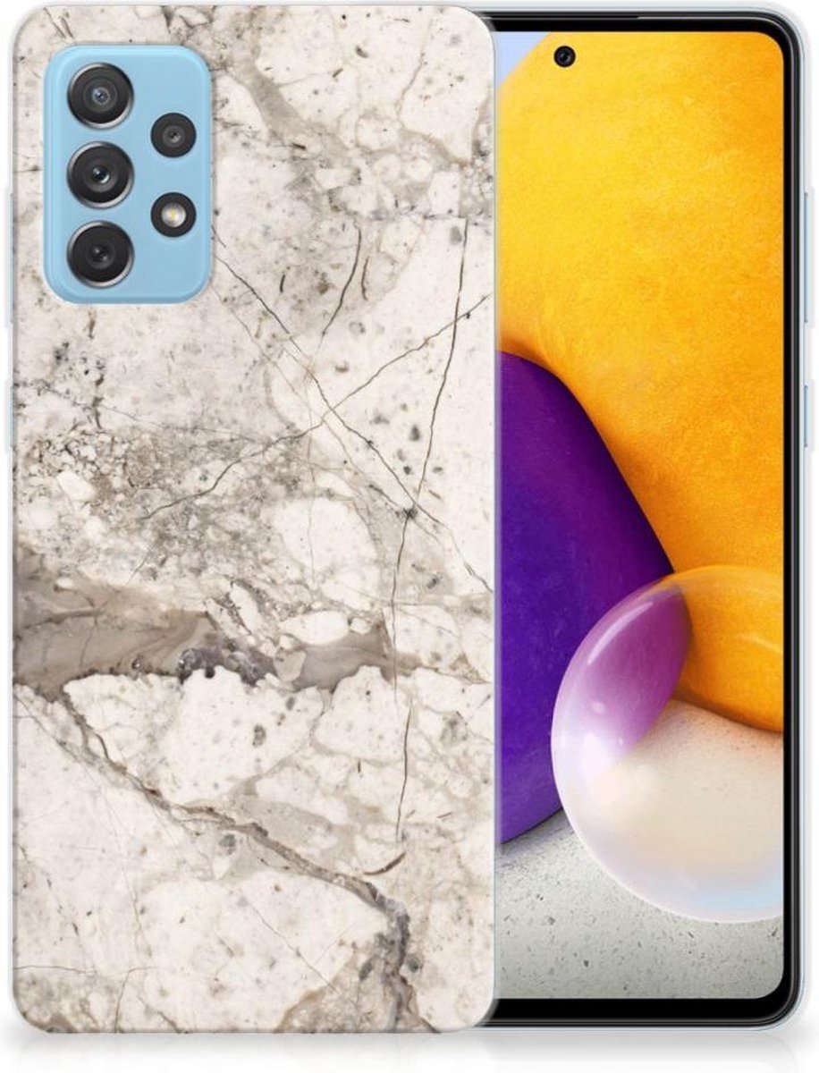 Samsung Galaxy A72 TPU Siliconen Hoesje Marmer Beige