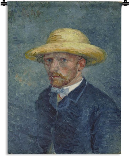 Wandkleed Vincent van Gogh 2 - Zelfportret met hoed - Schilderij van Vincent  van Gogh... | bol.com