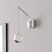 Lucande - LED wandlamp - 1licht - glas, metaal - H: 34 cm - helder, chroom - Inclusief lichtbron