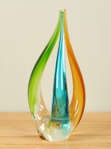 Glasdecoratie oker/blauw/groen, 25 cm