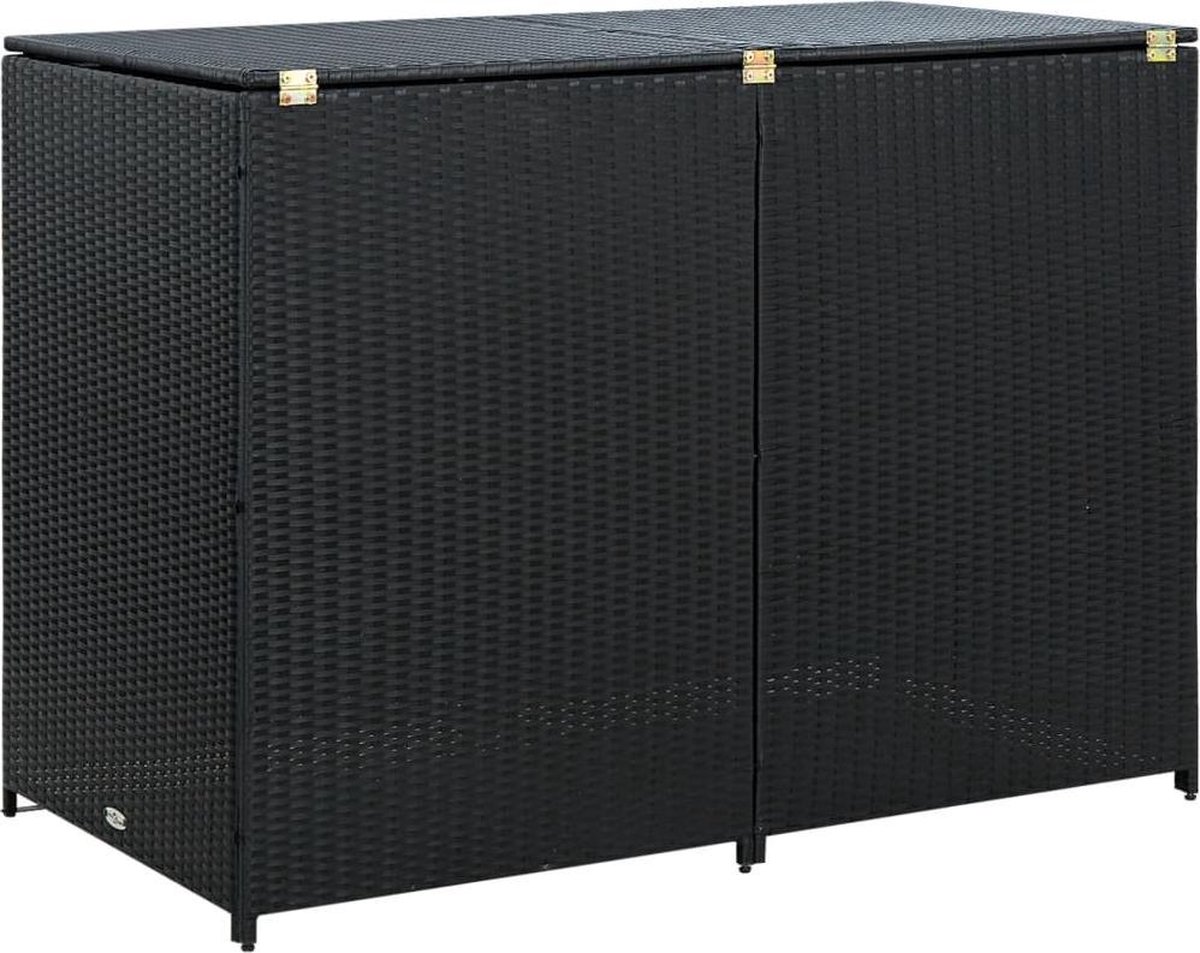 vidaXL Containerberging dubbel 148x80x111 cm poly rattan zwart