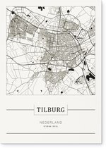 Stadskaart Tilburg - Plattegrond Tilburg – city map – Dibond muurdecoratie 30 x 40 cm