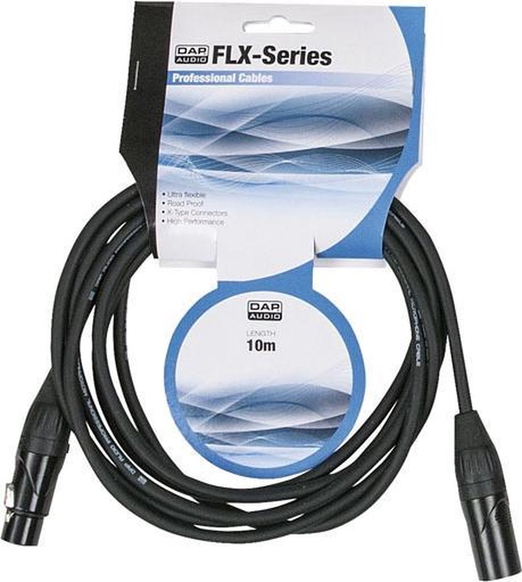 DAP FLX01 microfoon- en signaalkabel met X-type connectoren 10 meter