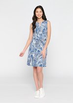 LOLALIZA Jurk met verenprint en ceintuur - Blauw - Maat 38