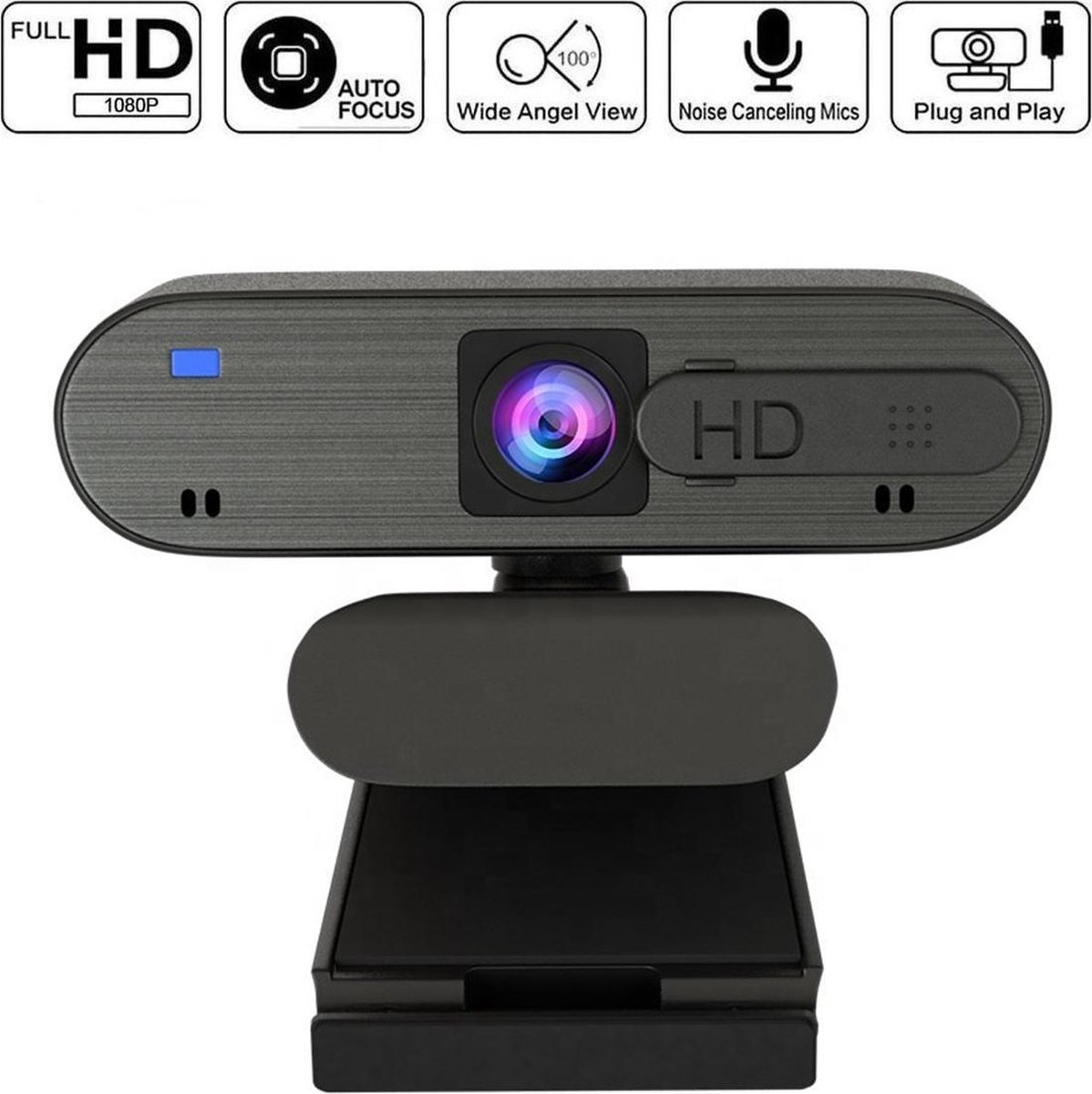 Pro Webcam voor pc met microfoon - FULL HD (1920x1080) 30 FPS - Auto focus - Windows & Mac - Webcam voor pc met usb - Zakelijk