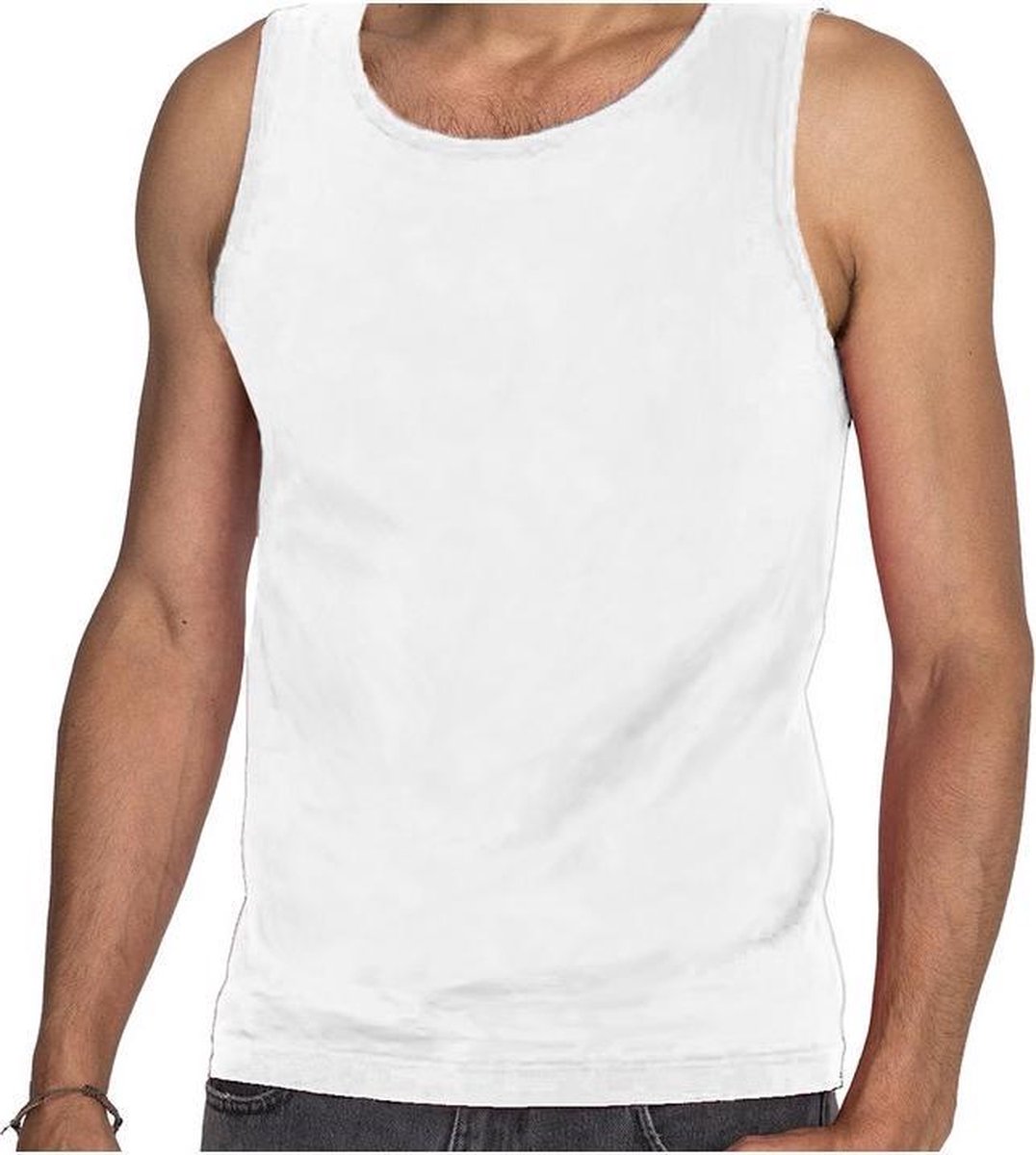 Set van 2x stuks witte tanktop / hemdje voor heren - Fruit of The Loom - katoen - mouwloos t-shirt / tanktops / singlet, maat: M M