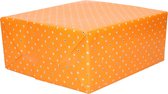 1x Inpakpapier/cadeaupapier oranje met gekleurde stippen motief 200 x 70 cm rol - 200 x 70 cm - kadopapier / inpakpapier