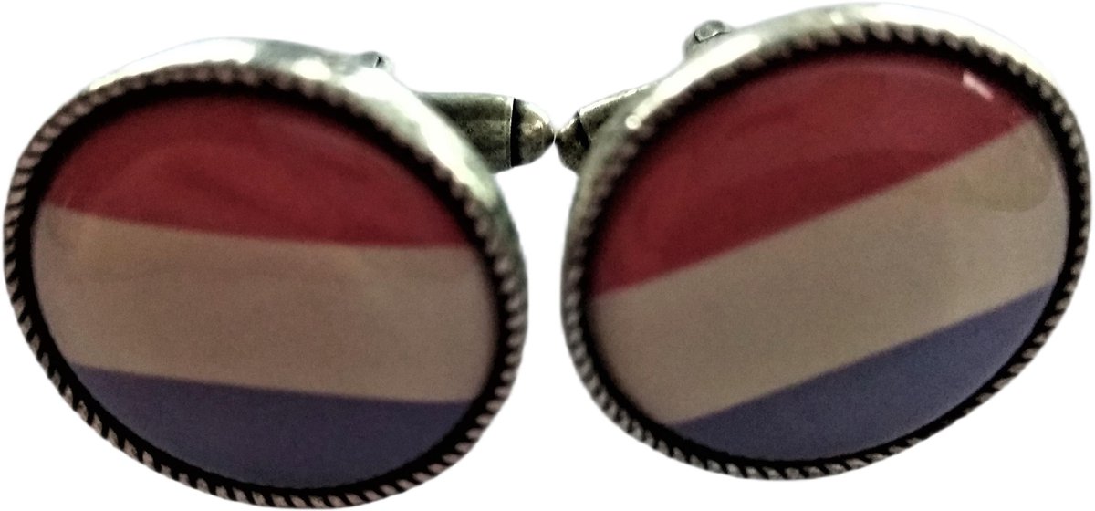 Manchetknopen verzilverd Nederlandse vlag