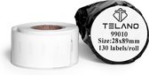 TELANO® Dymo Compatibel Labels 99010 Wit - 89 x 28 mm - 130 Etiketten per Rol - Verzendetiketten - Adresetiketten S0722370 - 1 stuk