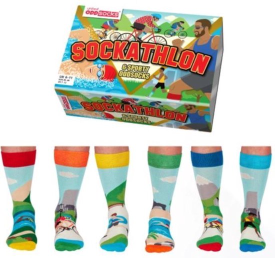 Productie In dienst nemen Mysterie Mismatched 6 verschillende sokken - cadeau doosje - Triathlon - 6 sokken -  maat 39-46 | bol.com