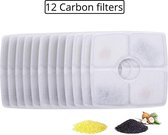 Drinkfontein Filters - Universeel - Vierkante Filters van Carbon - Kattenfontein - Drinkfontein Kat - Navulling set - 12 Stuks