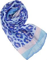 Nouka sjaal, licht blauwe multi color panter print