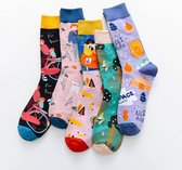 Japanese Colourful Smiling Socks® -  Warme Sokken Dames - 5 Paar - Kleurvol - Giftbox - Maat 35-42 - Cadeau voor haar - Vrolijke Sokken