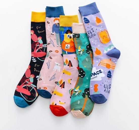 Japanese Colorful Smiling Socks® - Chaussettes chaudes pour dames - 5 paires - Coloré - Coffret cadeau - Taille 35-42 - Cadeau pour elle - Chaussettes
