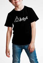 T-shirt | Harry Potter inspired | Always | Zwart | Maat 140 (9-11 jaar)