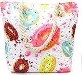 Dielay - Strandtas met Print - Canvas - 42x38 cm - Donuts