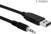 3.5mm Audio Jack Kabel naar USB 2.0 0 Muziek luisteren - 1 Meter - ZWART