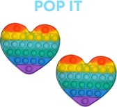 Pop it 2 in 1 pakket - regenboog hart 2 x - fun fidget toys - friemelspeelgoed rainbow pop it
