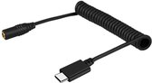 PULUZ 3,5 mm TRRS vrouwelijk naar Type-C / USB-C mannelijk live microfoon Audio-adapter veeropgerolde kabel voor DJI OSMO Pocket, Samsung, Huawei en smartphones, kabel die zich uitstrekt tot 