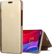 Mirror Clear View Horizontale Flip PU lederen tas voor Xiaomi Mi 8, met houder (goud)