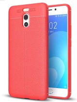 Voor Meizu M6 Note Litchi Texture Soft TPU Anti-skip beschermhoes achterkant van de behuizing (rood)