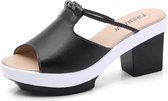 Mode Flash Drill dikke bodem dikke hak slippers sandalen voor vrouwen (kleur: zwart maat: 36)