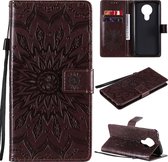 Voor Nokia 3.4 Sun Embossing Pattern Horizontale Flip Leather Case met Card Slot & Holder & Wallet & Lanyard (Brown)