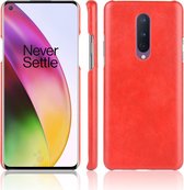 Voor OnePlus 8 Shockproof Litchi Texture PC + PU Case (Rood)