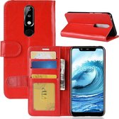 Crazy Horse Texture Horizontal Flip Leren Case voor Nokia 5.1 Plus (X5), met portemonnee & houder & kaartsleuven (rood)