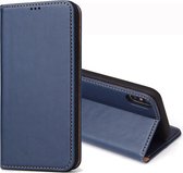 Dermis Texture PU horizontale flip lederen case voor iPhone XS Max, met houder & kaartsleuven & portemonnee (blauw)
