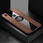 Voor Vivo Y75 / V7 XINLI stiksels Doek textuur schokbestendig TPU beschermhoes met ringhouder (bruin)