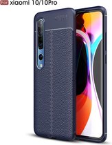 Voor Geschikt voor Xiaomi Mi 10/10 Pro Litchi Texture TPU schokbestendig hoesje (marineblauw)