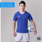 Voetbal / voetbalteam kort sportpak, blauw + wit (maat: M)