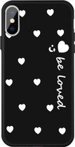 Voor iPhone XS Max lachend gezicht Meerdere Love-hearts patroon kleurrijke frosted TPU telefoon beschermhoes (zwart)