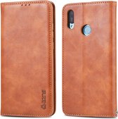 Voor Huawei Y6 2019 / Geniet van 9E AZNS Retro textuur Magnetische horizontale flip PU lederen tas met houder & kaartsleuven & fotolijst (geel)