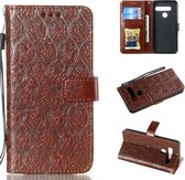 Geperst Printing Rattan Flower Pattern Horizontal Flip PU Leather Case for LG G8 ThinQ / G8S ThinQ, with Holder & Card Slots & Wallet & Photo Frame (Brown)