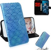 Voor Huawei Honor 20 effen kleur kleurrijke magnetische gesp horizontale flip pu lederen case met houder & kaartsleuven & portemonnee & lanyard (blauw)