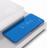 Voor Huawei Enjoy 10 Plus Plating Mirror Links en rechts Flip Cover met beugelholster (blauw)