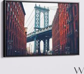 Manhattan Bridge in Brooklyn - Foto Prent Canvas Schilderijen (Wanddecoratie woonkamer / slaapkamer) -