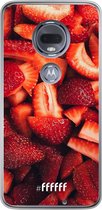 Motorola Moto G7 Hoesje Transparant TPU Case - Strawberry Fields #ffffff