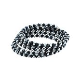 Silventi 710401528 Wikkel Armband - Glazen Kralen - 4,5 mm -  Wrap - One Size - Zwart / Zilverkleurig