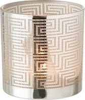 J-Line Theelichthouder Labyrint Glas Zilver/Blauw Large Set van 2 stuks