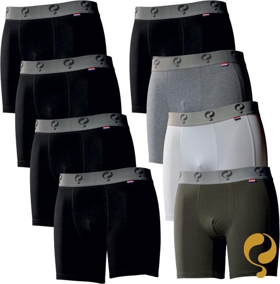Quick Q1905 Bodywear Heren Boxershorts 8-Pack Zwart Grijs Wit Army