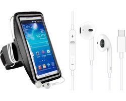 DrPhone SPO1 – Reflecterende Sportarmband 5.8 inch – Inclusief USB-C Oordopjes met Microfoon – Type-C In-Ear Headset