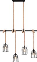 LED Hanglamp - Trinon Wundi - E14 Fitting - 4-lichts - Rechthoek - Mat Zwart - Aluminium