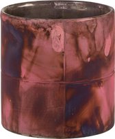 J-Line Theelichthouder Cilinder Glas Bordeaux/Blauw Mix Small Set van 2 stuks