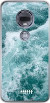 Motorola Moto G7 Hoesje Transparant TPU Case - Whitecap Waves #ffffff